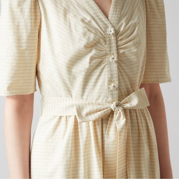 LK Bennett Hendrick Beige and Silver Stripe Cotton Dress 12 - Picture 4 of 14